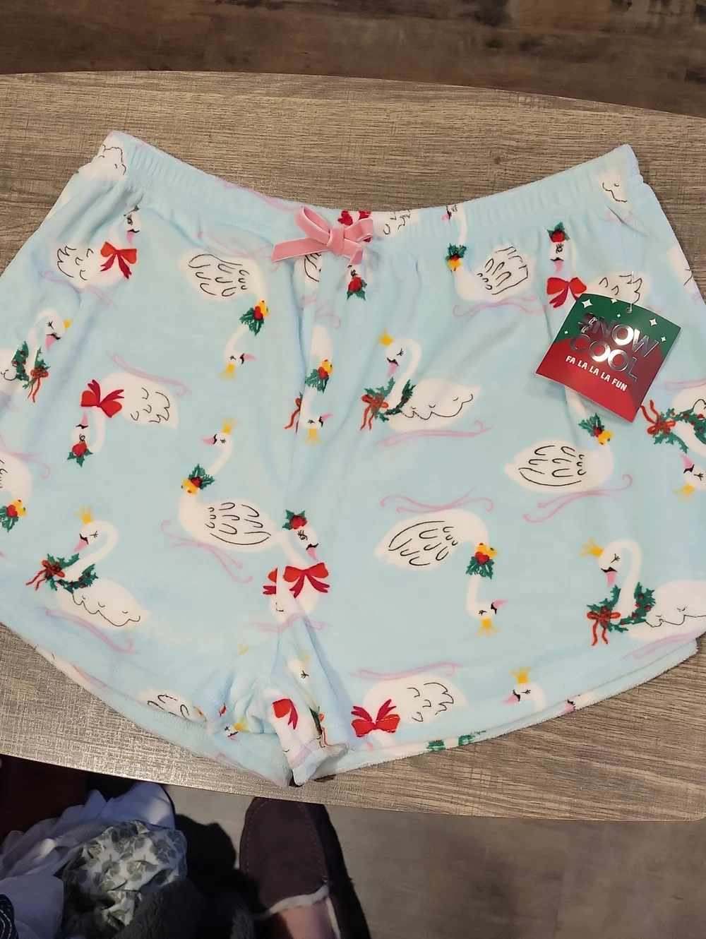 Swan Christmas Velvet Shorts,Juniors Sz.Large,Brand New W/ Tag